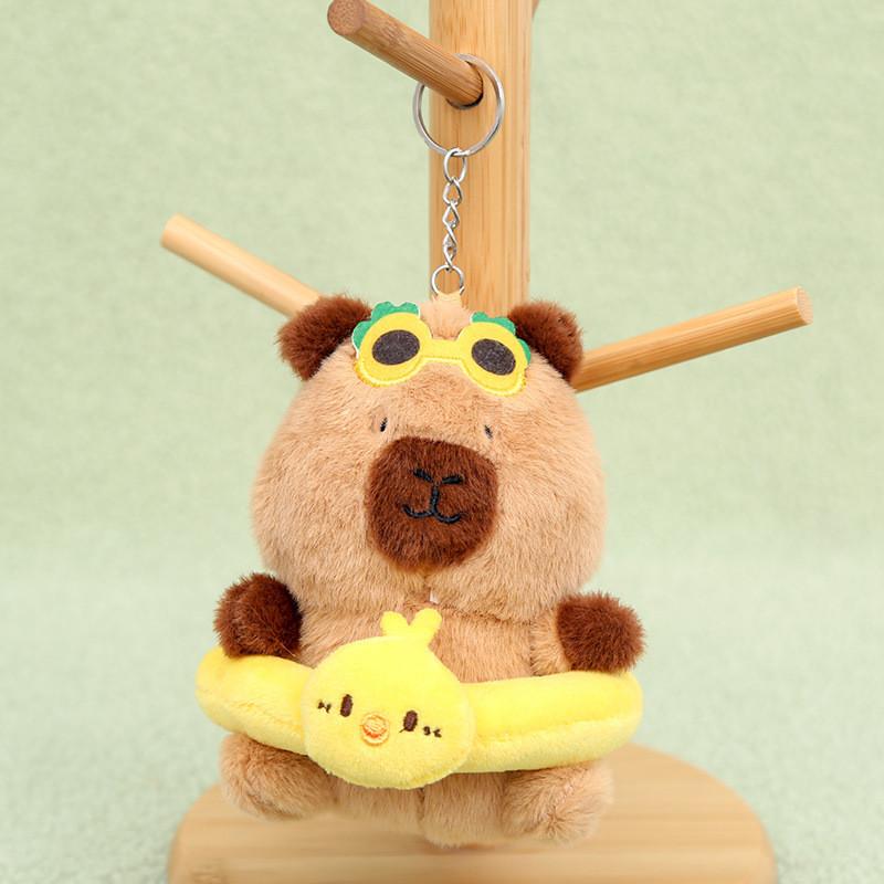 Plush Keychain Capibala Cute Cartoon Animal Girls Schoolbag Decorative Pendant