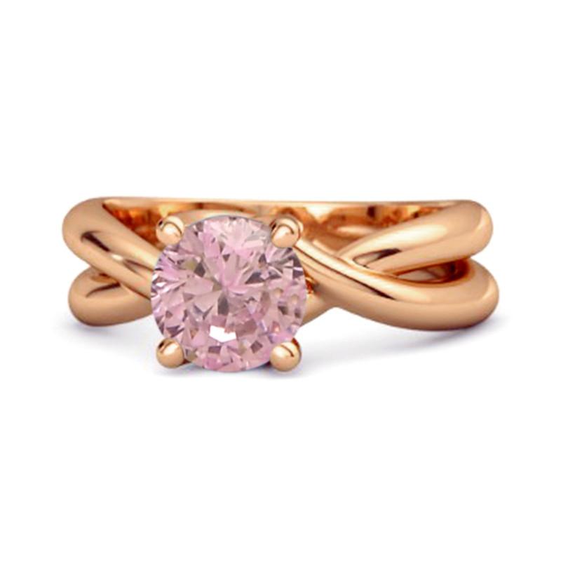 

Pink Topaz Crisscross Band Ring - Sterling Silver Rose Gold Vermeil 6.5 рожевий колір золота