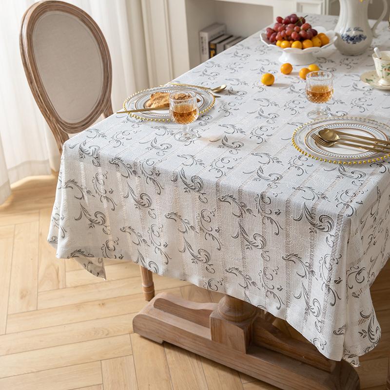 Small Fresh Cotton And Linen Fabric Tablecloth Pastoral Floral Table Cloth French White Decorative Cloth Rectangular Household Tablecloth