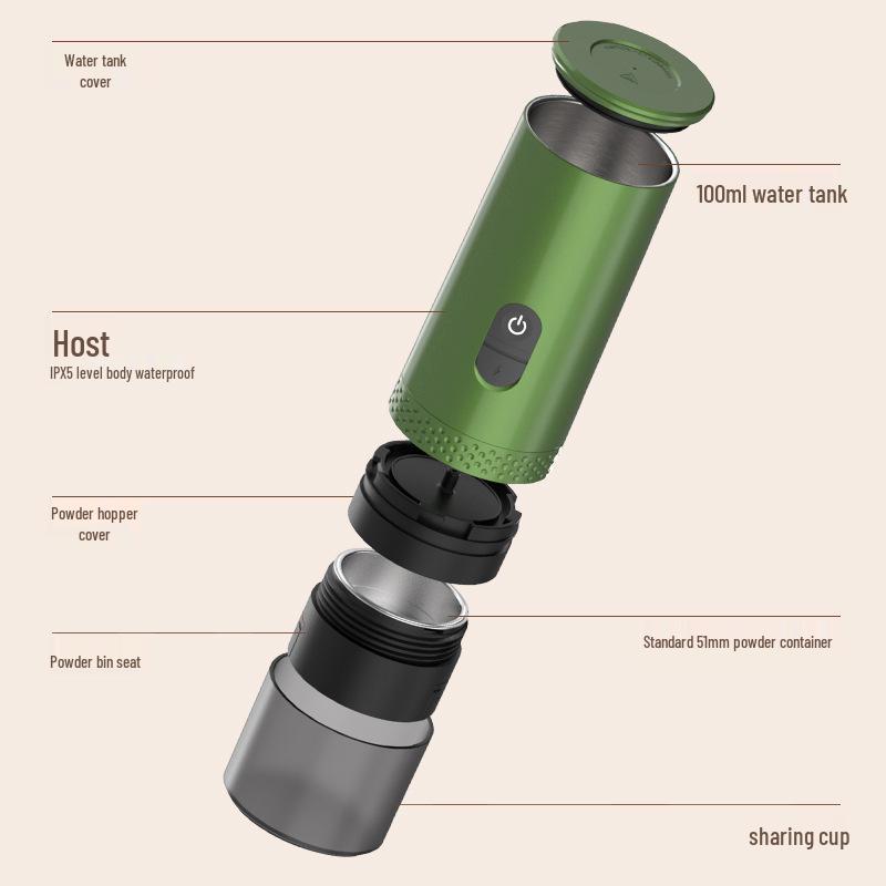 Portable Semi-Automatic Espresso Capsule Machine - Mini Handheld Electric for Outdoor and Home Use