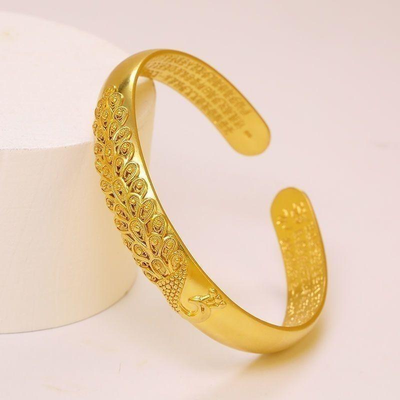 Popular pattern peacock open sand gold bracelet women's retro fashion bracelet high-end bracelet Mother's Day