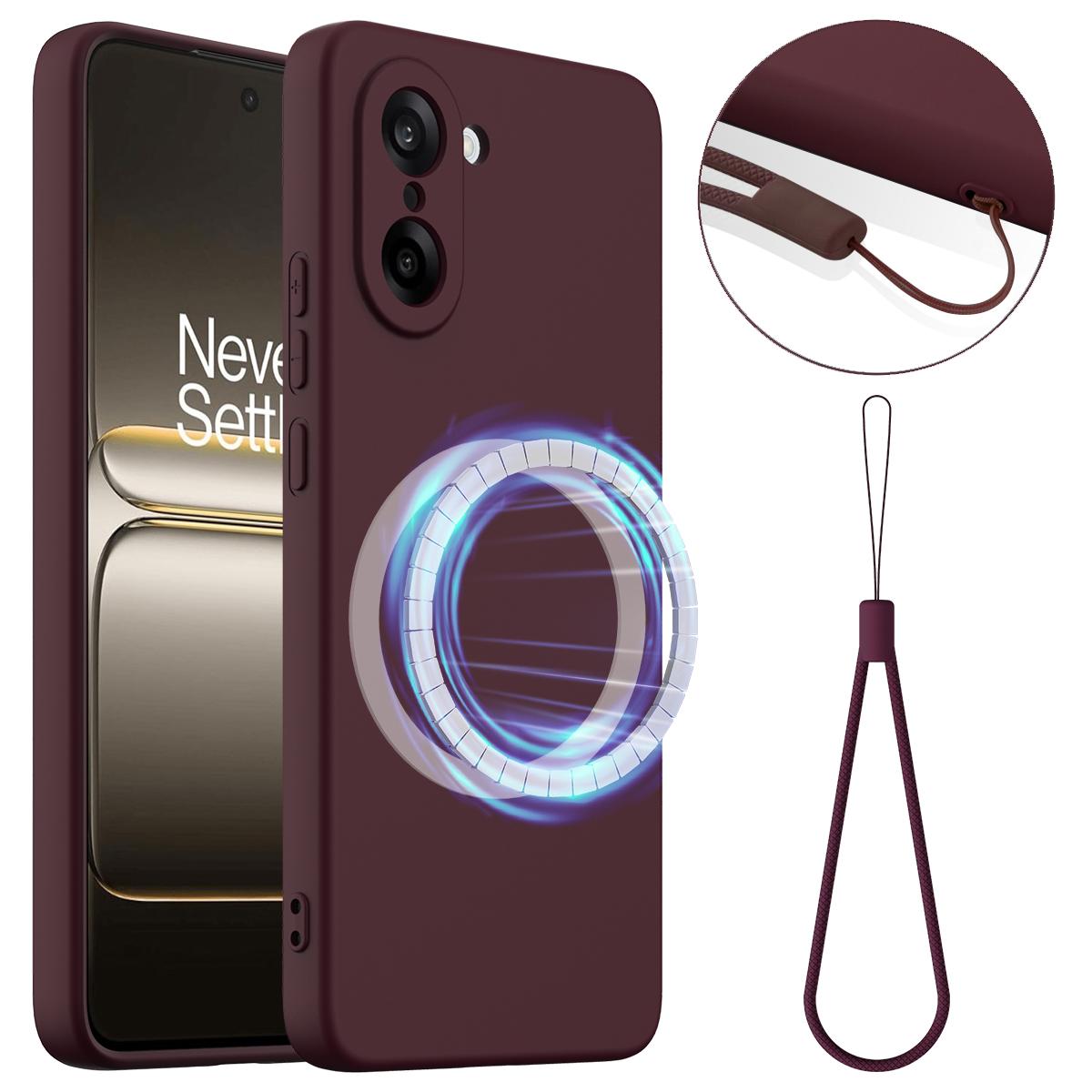 

For OnePlus Nord CE5 5G Case Compatible with MagSafe Anti-Drop Liquid Silicone Phone Cover Wine Red