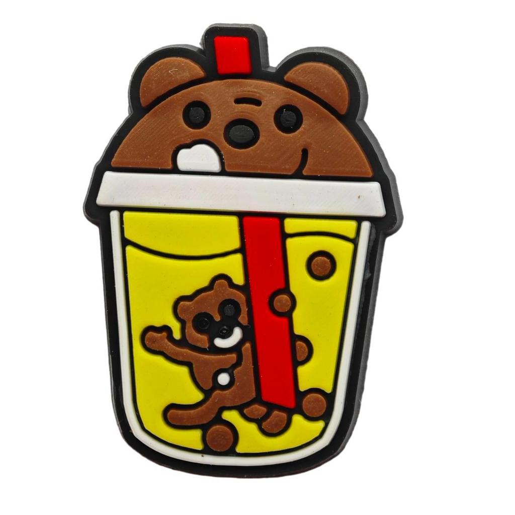 Milk Tea-Themed Cute Cartoon PVC Patch for DIY Shoes and Clothing Decor