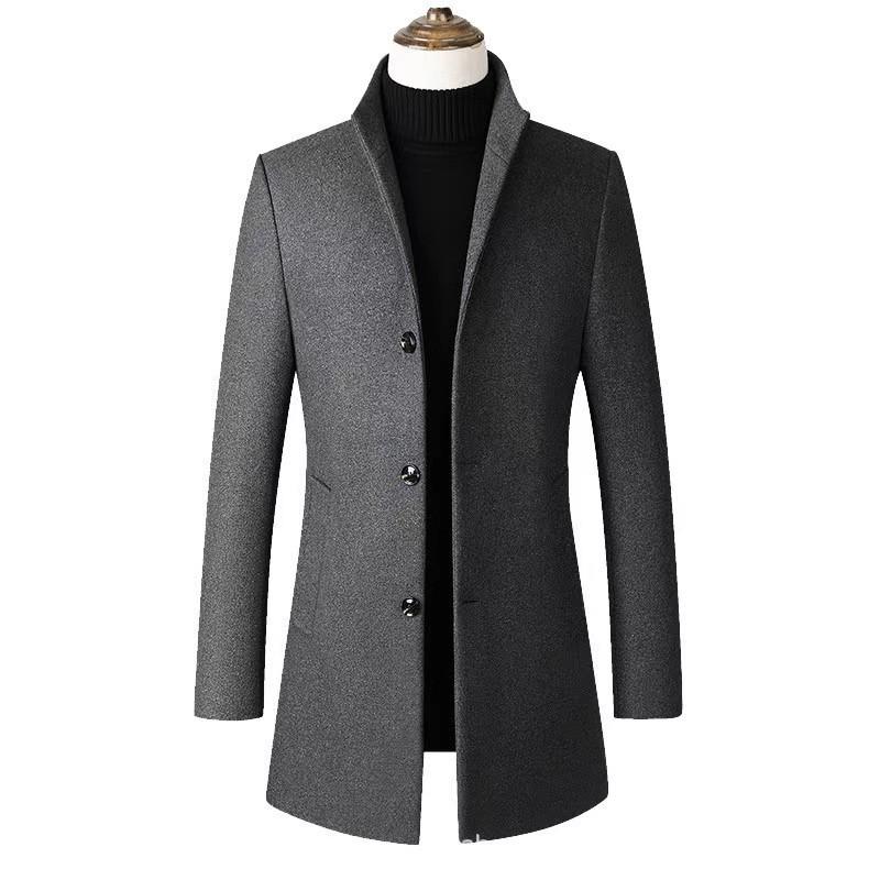 

Men s Woolen Mid-Length Trench Coat with Cotton Padding – 2025 Autumn/Winter Style M