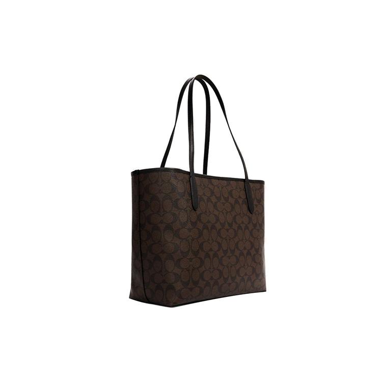 Coach City 33 Tote Monogram Shoulder Bag Large Canvas Brown Black Women's (Unisex) Shoulder Bags 5696 IMAA8