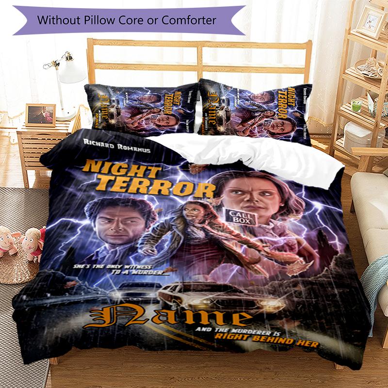 3pcs Custom Name Cartoon Michael Myers Bedding Set Duvet Cover Closure Includes 1 Duvet Cover & 2 Pillowcases for All Seasons Bedroom Decor