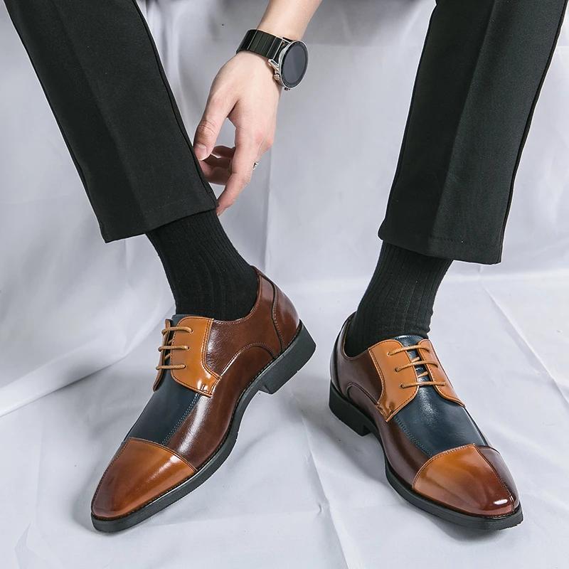 Men Derby Shoes Square Toe Lace-up Mixed Colors Shoes for Men with  Size 38-48 Dress Shoes Men