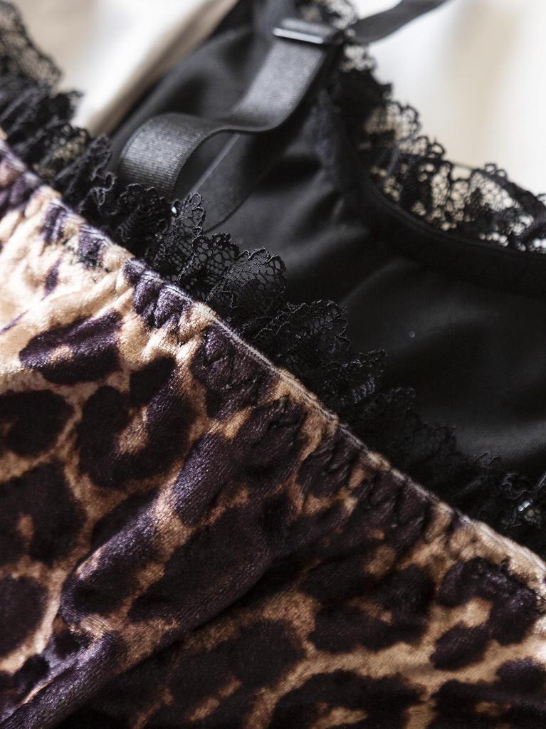 Corsé Mini Camisola Gótico Europeo con Cordones de Leopardo