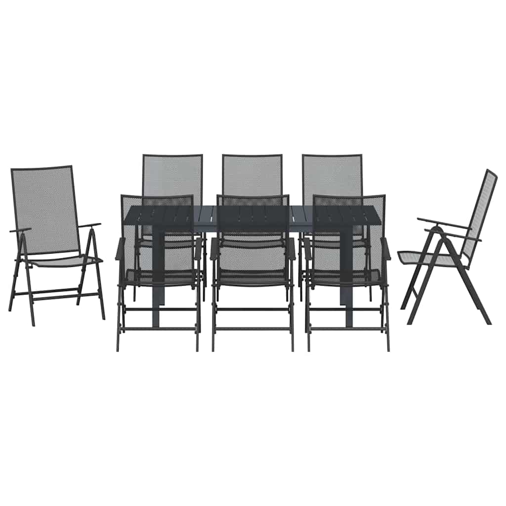 Garden Dining Set 9 Pcs Anthracite Powder Coated Steel