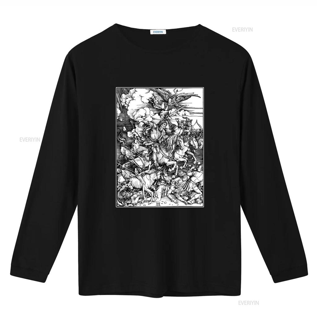 Albrecht Durer Four Horsemen of the Apocalypse German Renaissance Art Woodcut Religious Gothic T Shirt vintage Washed Versatile