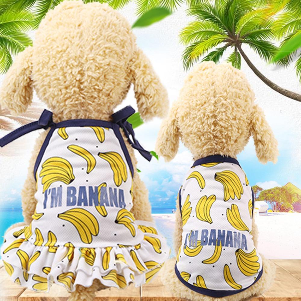 Pet Fruit Strawberry Banana Print VIP Teddy Puppy Dog Clothes Cat Skirt Dog Vest Cat Supplies
