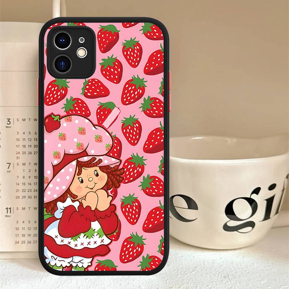 S-Strawberry-shortcake Girl For IPhone 11 12 13 14 15 16 Pro Max Plus X XS MAX Back Cover Matte Phone Case