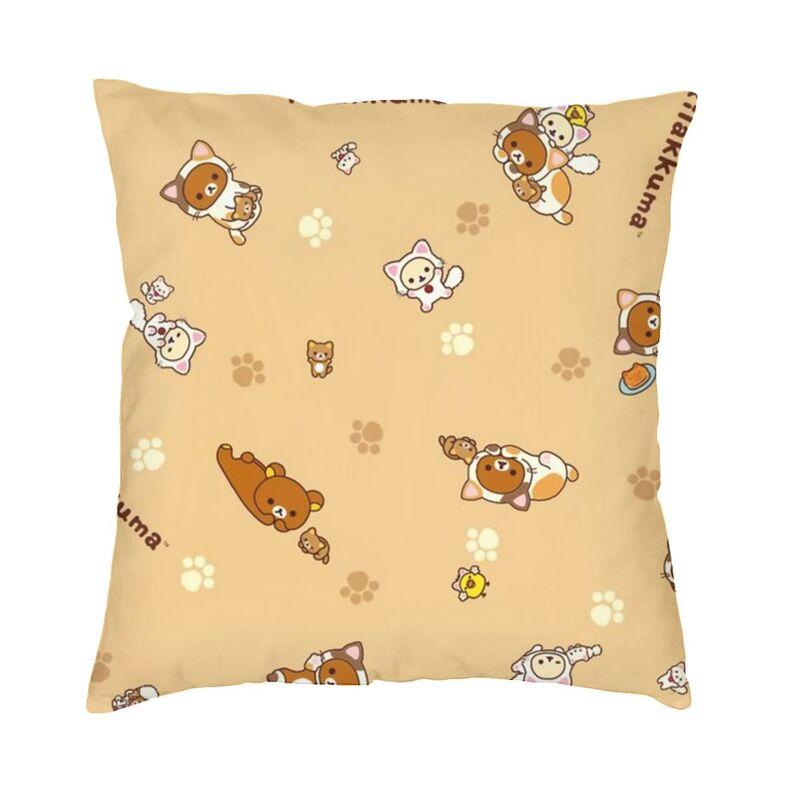 Husă de pernă cu personaje animate anime 45x45 poliester Rilakkuma husă de pernă pentru canapea mașină față de pernă pătrată decorativă pentru casă