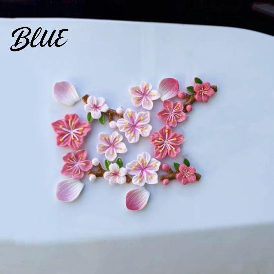 Cute Car Stickers for Girls Peach Blossom Sticker Resin Flower Decal Auto Motorcycle