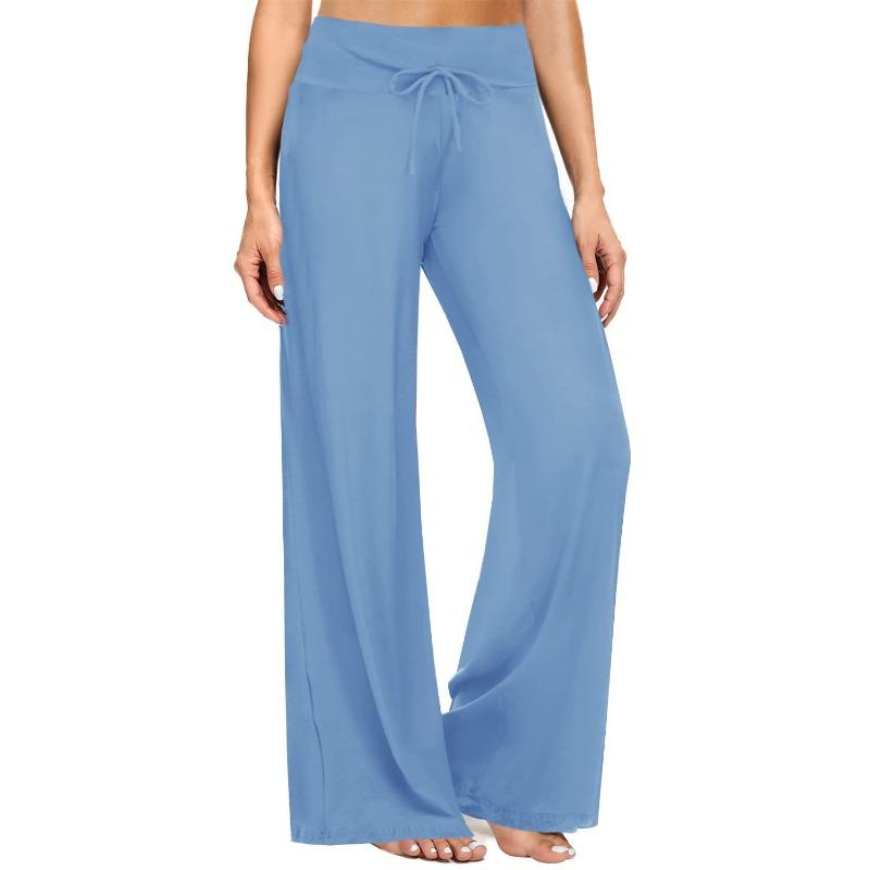 Skinny High-waisted Fitness Wide-leg Pants Zero-feeling Waist Drawstring Wide-leg Pants Fitness Sports Casual Trousers Women