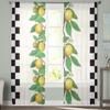 Lemon Fruit Retro Plaid Sheer Curtains Window Tulle Curtains For Living Room Bedroom For Kitchen Veiling Curtains Decoration