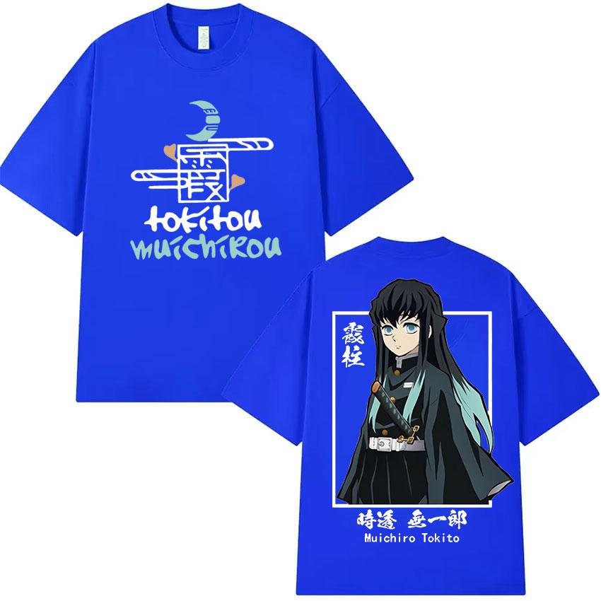 Anime Muichiro Tokito Vintage Graphic Tee Shirt Mens Women Clothing Fashion Oversized T-Shirts Gothic High Street Cotton T-Shirt