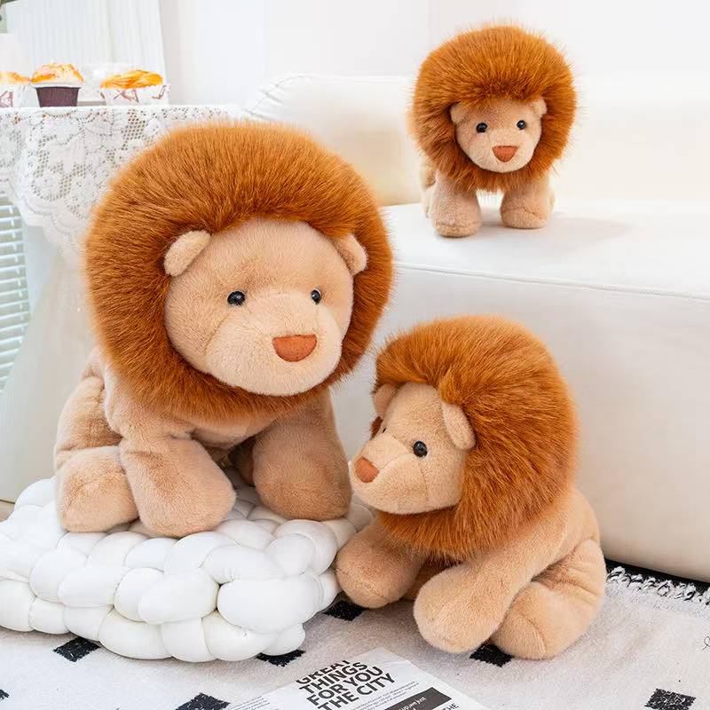 Ultima Bambola Leone Seduta e Sdraiata Kawaii Peluche Bambola Fatta a Mano Cartone Animato Anime Cuscino Carino Regalo di Compleanno per Bambini Bambola