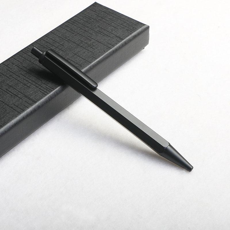 Sechseckiger Metall-Druckkugelschreiber Kreative Textur Schwarz Silber Zwei Farben Optional Metallstift