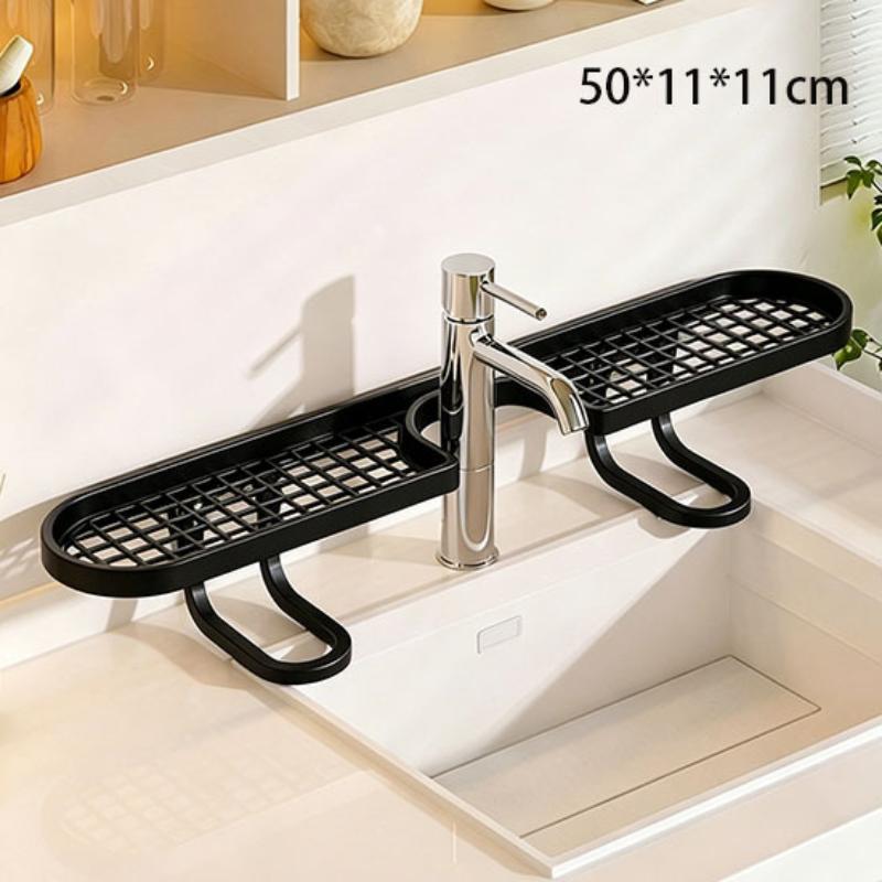 Rutschfester Wasserhahn-Aufbewahrungsständer Badezimmer-Arbeitsplatte Hautpflege Kosmetik Organizer Halter Ausgeschnittenes Abtropfgestell Badezimmerregal A2