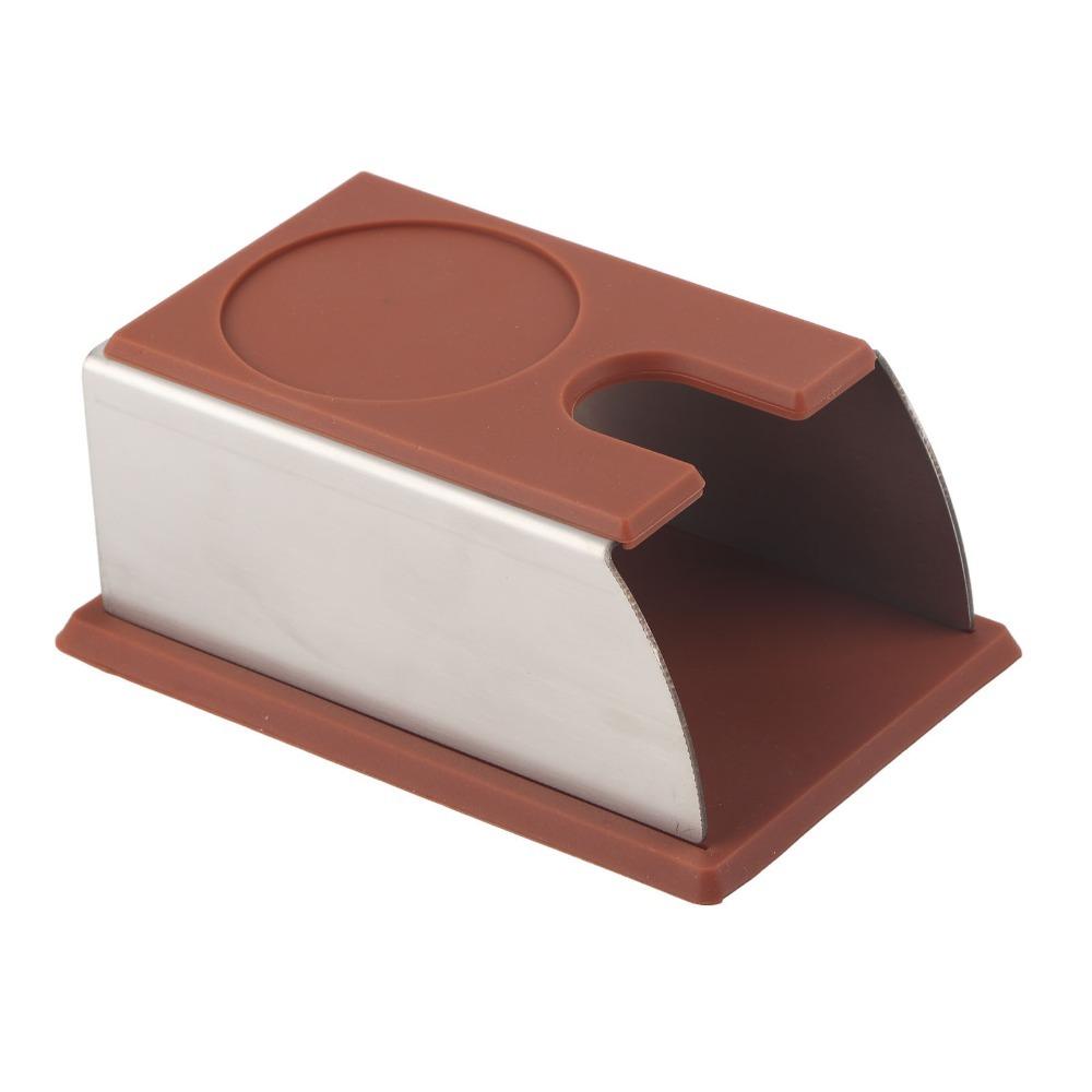 Stainless Steel Coffee Tamper Holder Silicone Rustproof Tamping Holder Durable Black Coffee Powder Maker Stand Coffee Making