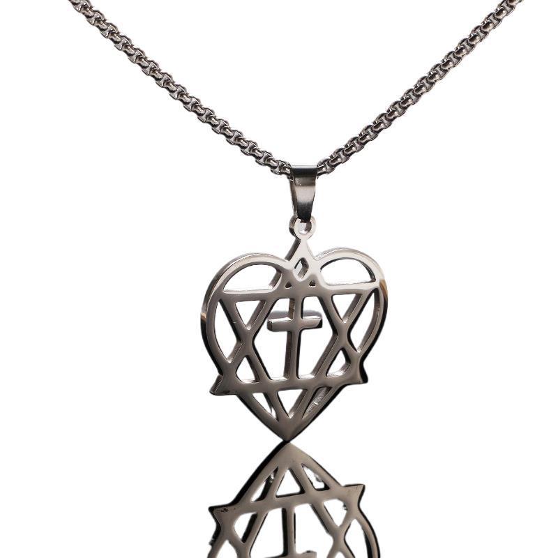 Messiah's Heart Star of David Hip-Hop Necklace - Men's & Women's Stainless Steel Pendant Jewelry