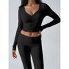 2026 New Sports-Style V-Neck T-Shirt and Yoga Pants Two-Piece Set Casual Women's Clothing