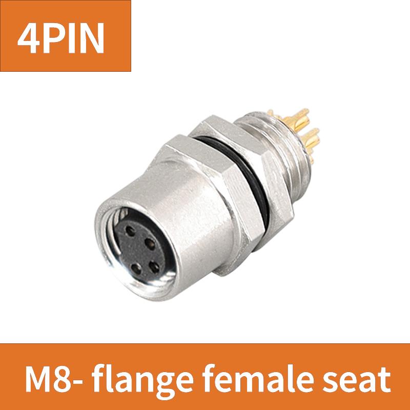5/10PCS  M8 Flange Mounting Sensor Connector Waterproof Male And Female Plug Threaded Couplings 3 4 5 6 8 Pin A Type Connector