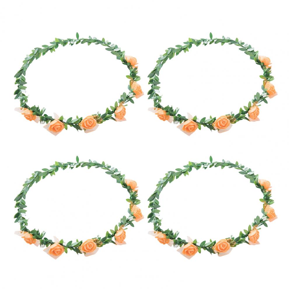 4Pcs Rose Flower Crown Bride Floral Hair Wreath Headband Garland Women Girls Hair Accessories Wedding Party Headwear
