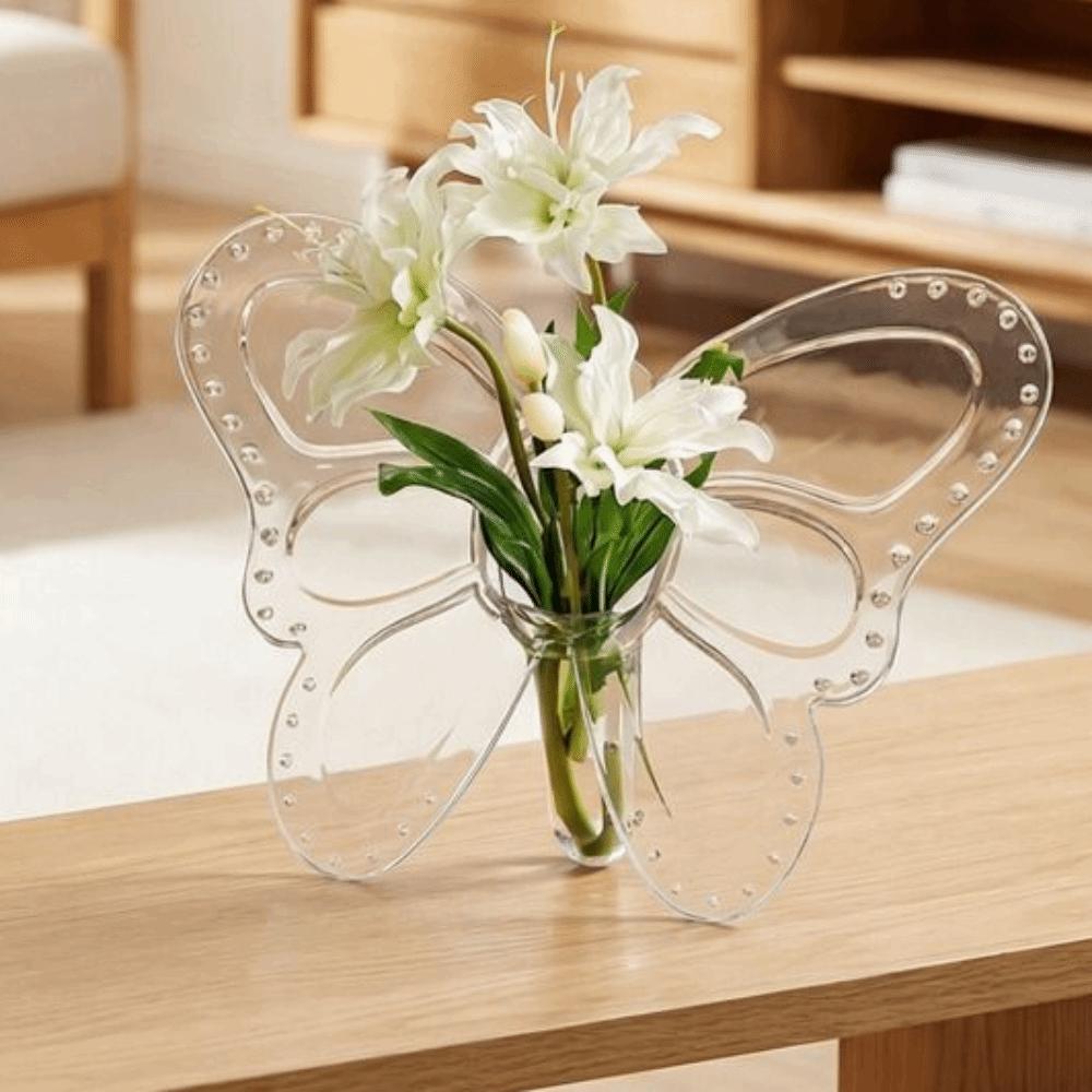 Clear Plastic Butterfly Flower Vase Unique Shape Flower Holder  Bedroom Display