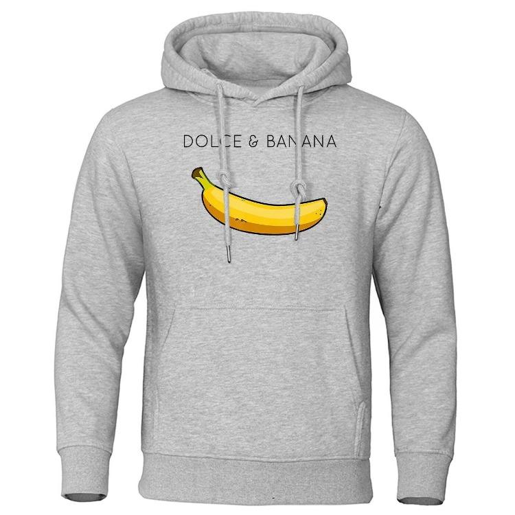 Fashion Women Hoodies Dolce Banana Printing Fleece Sweatshirt Loose Pullover Tops Warm Casual Pocket Sportswear Autumn