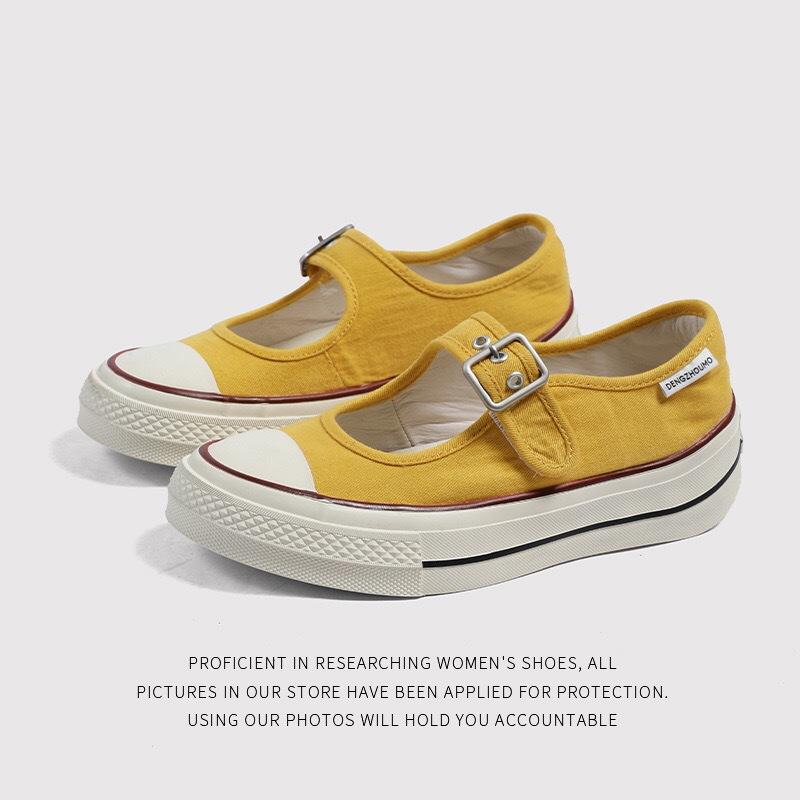 Первый слой коровьей кожи внутренняя овчина латексная стелька летние туфли Мэри Джейн на одной пуговице повседневные парусиновые туфли женские 35 11544₽