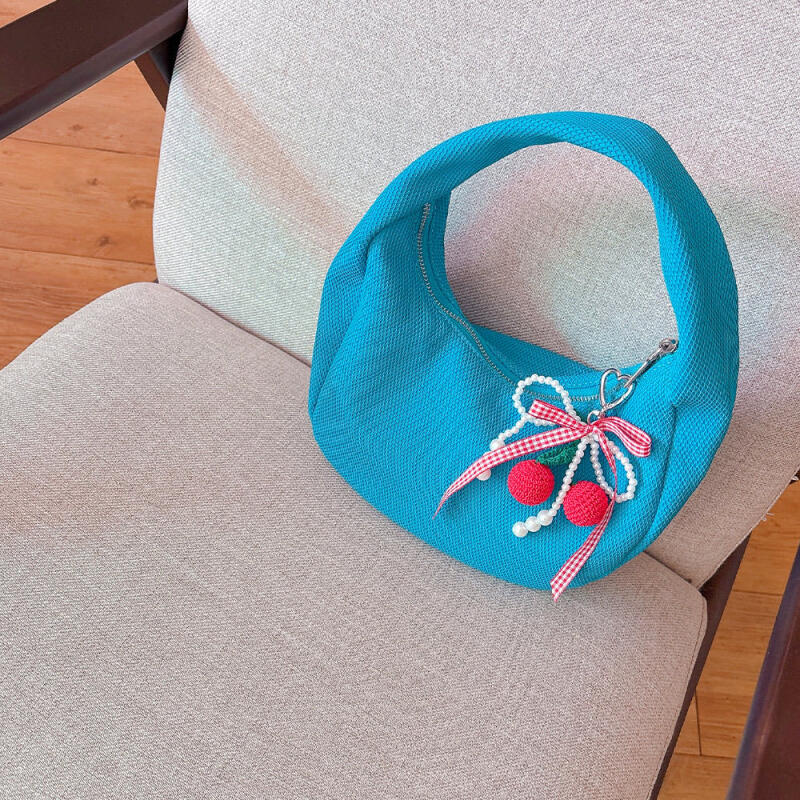 Ribbon Knit Cherry Keychain