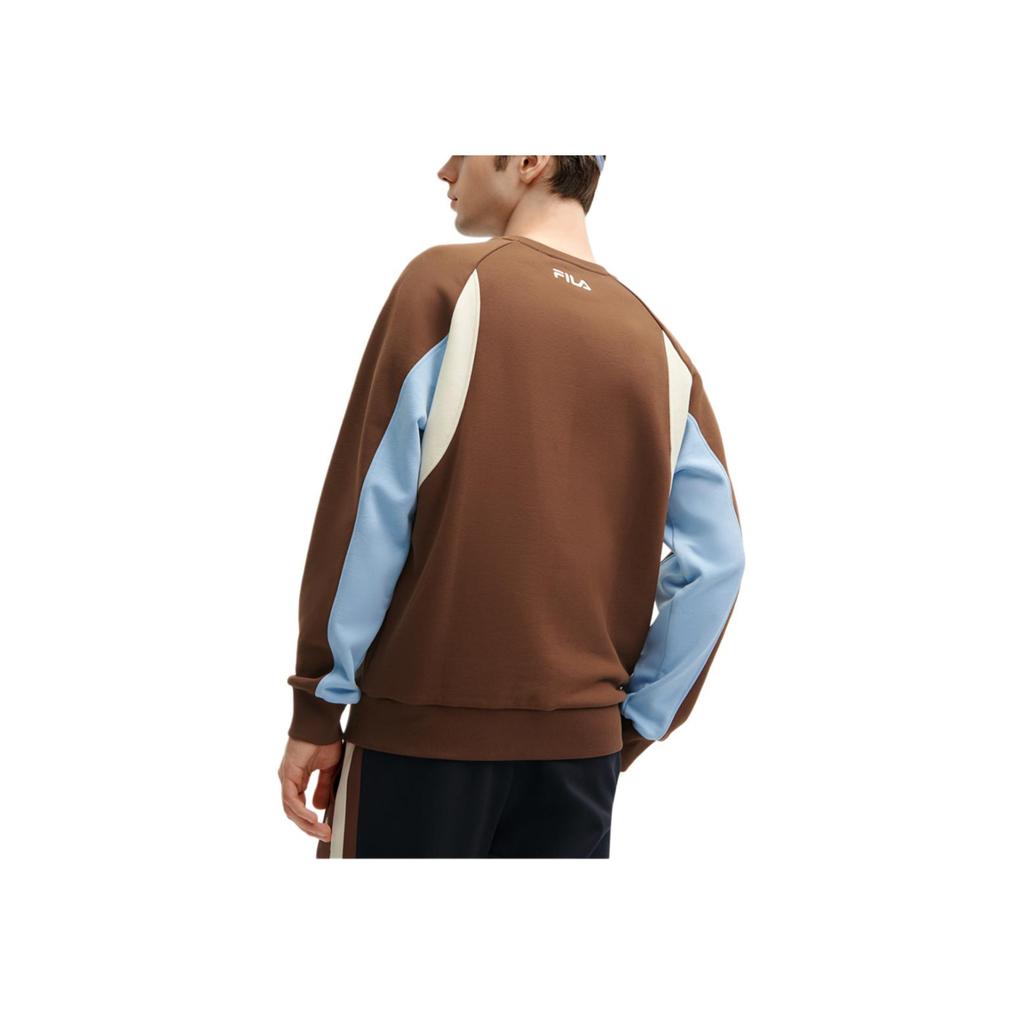 Fila Color Block Letter Logo Printed Casual Pullover Sweatshirt Men Sweatshirt Brown F11M419204F-BN