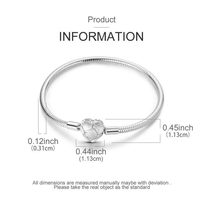 Bracelet 925 Silver Bracelet 17-20CM Love Heart Zircon Original Bracelets Fit Charms Bracelets Jewelry Gifts