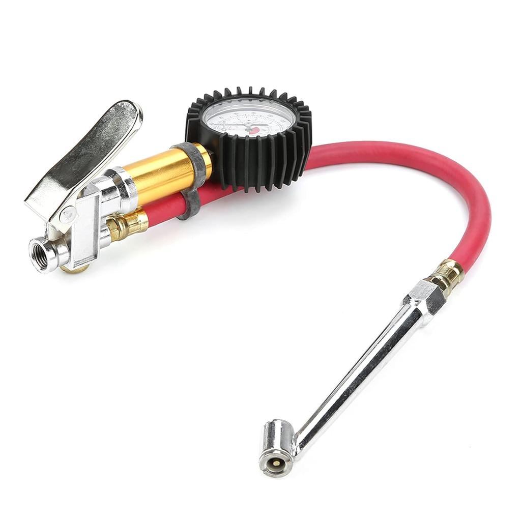 Hilitand 1/4 Trunk Motorcycle Tire Tyre Pressure Dial Air Inflation Inflator Pump Tool Tire Filler for Bike Motorcycle Automobile