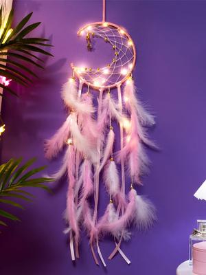 Mond Traumfänger Feder Windspiele Handgewebte Wand Schlafzimmer Hängende Ornamente Geburtstagsfest Geschenke Home Dekoration Handwerk