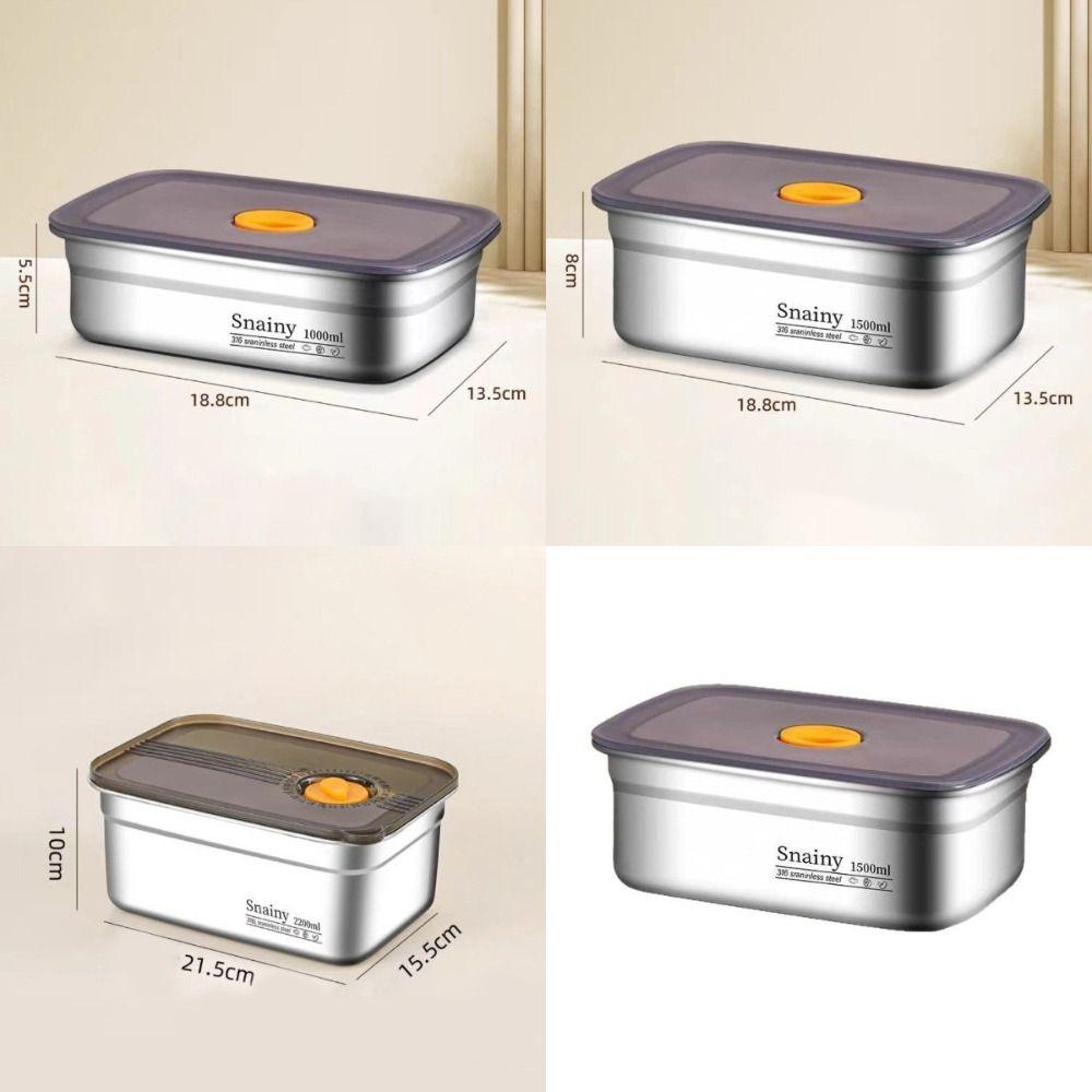 Stainless Steel Bento Box Sealed Refrigerator Freezer Storage Box Camping Lunch Box Camp Supplies