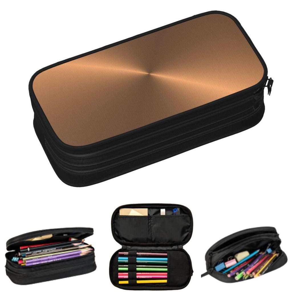 Brushed Copper Pencil Cases for Student School Pen Box Pencil Bag Big Capacity Pencil Pouch