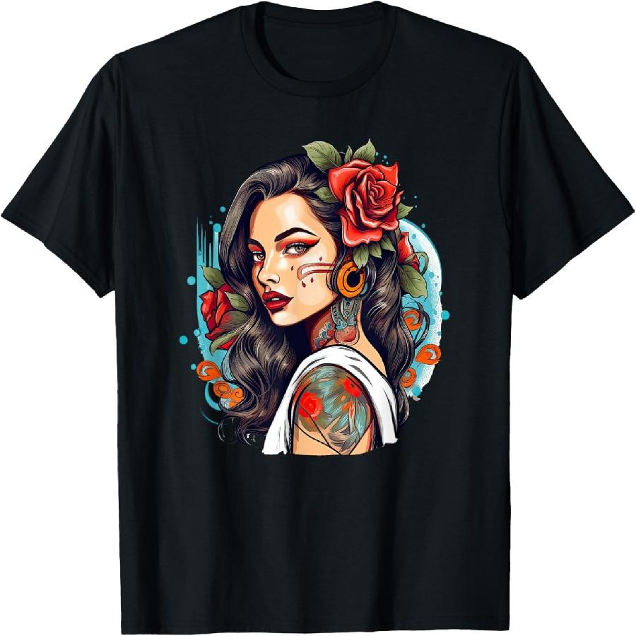 Chicano Chicana La Raza Barrio Tattoo Kunst Tod T-Shirt