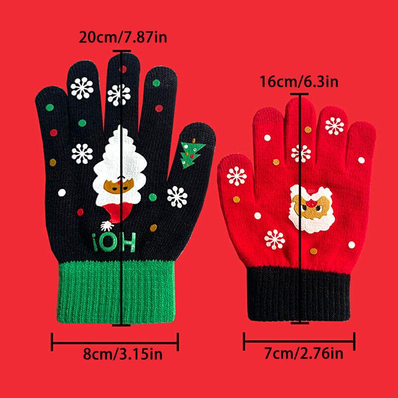 Men/Women Christmas Santa Gloves Thicken Touch Screen Winter Full Finger Mittens