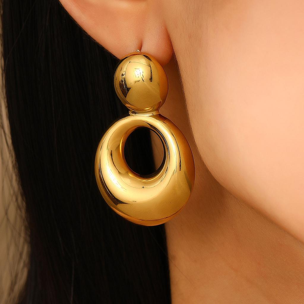 1 Pair Atmosphere Fashionable Simple Wind Titanium Steel Water Drop Pendant Earrings Long Pull-out High-end Accessories