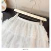 Sweet Style High Waist Ruffled Lace Gauze Maxi Skirt
