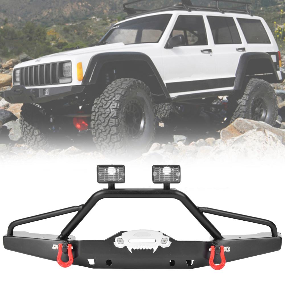 Metal Front Bumper with LED Light Accessory Fits for Axial SCX10  II 90046 RC Car