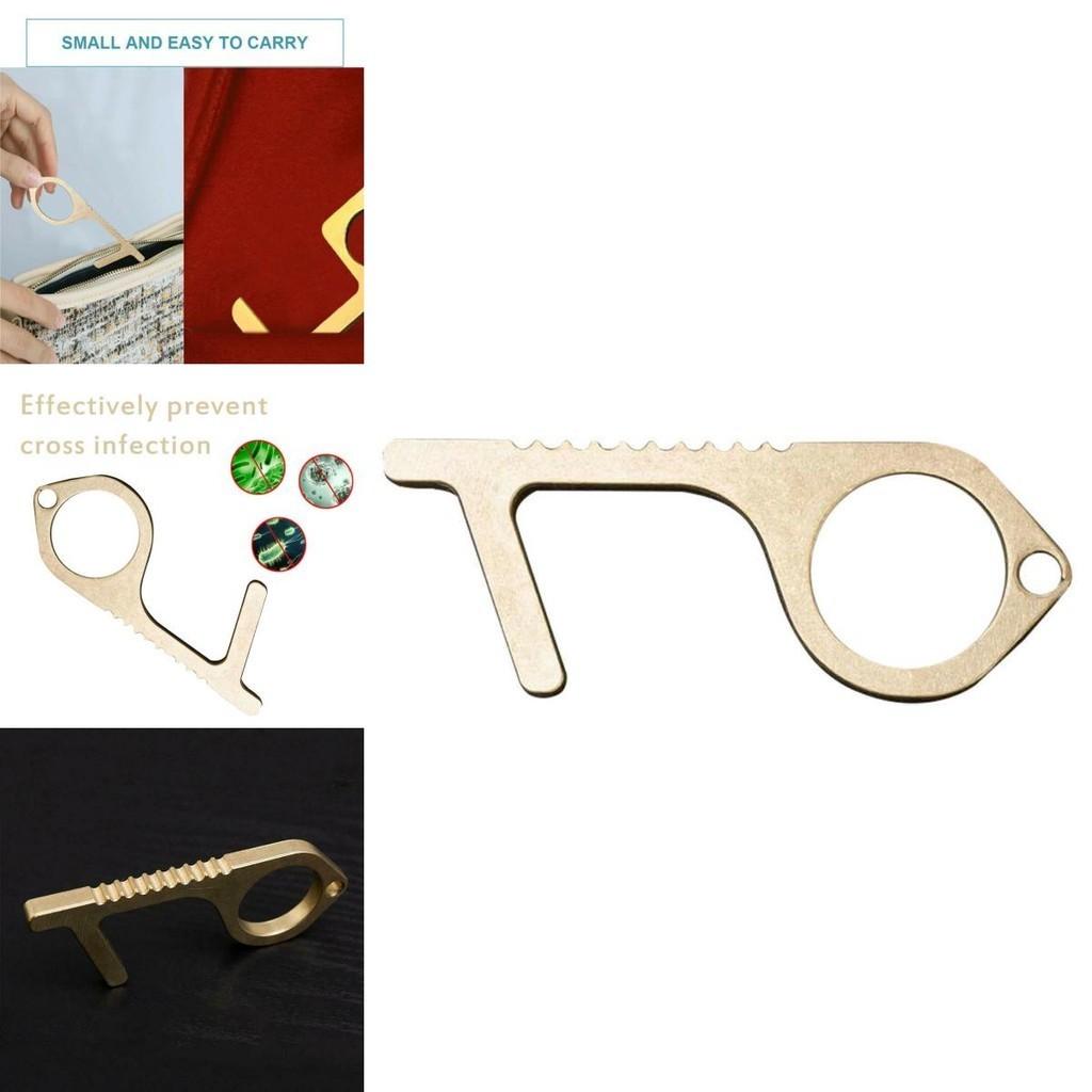 Portable Contactless Safety Door Opener Golden Alloy Key For No Touch Convenience