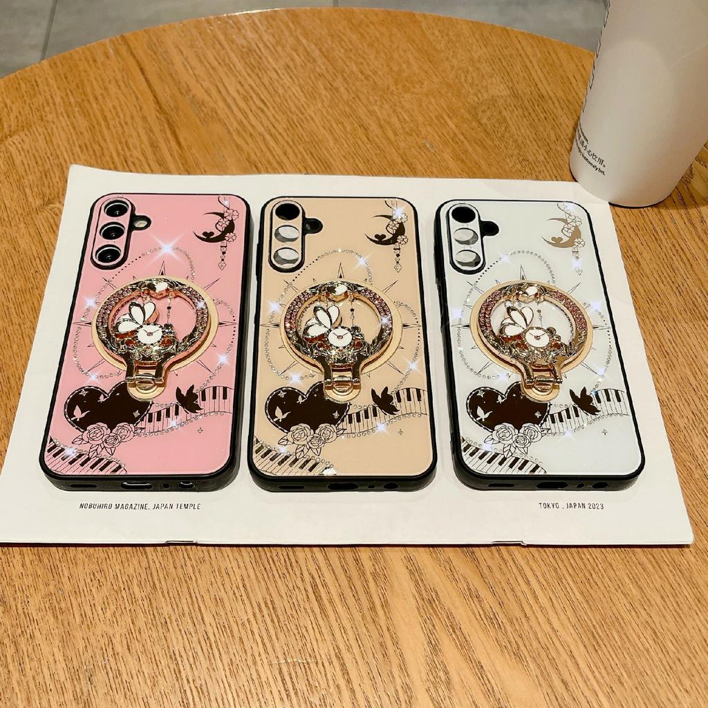 For Samsung Galaxy S25+ Magnetic Case Kickstand TPU+PC Rhinestones Decor Phone Cover