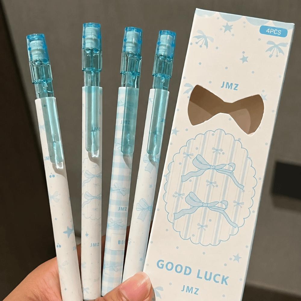 4PCS/Set Bow Series 2B Pencils with Eraser Top Writing Pencils Kawaii Automatic Pencils Gift