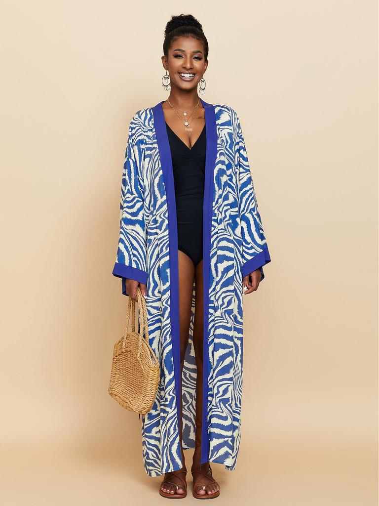 New European & American Cotton Printed Beach Cardigan: Sexy Sunscreen Jacket and Loose Holiday Swimsuit Cover-Up.