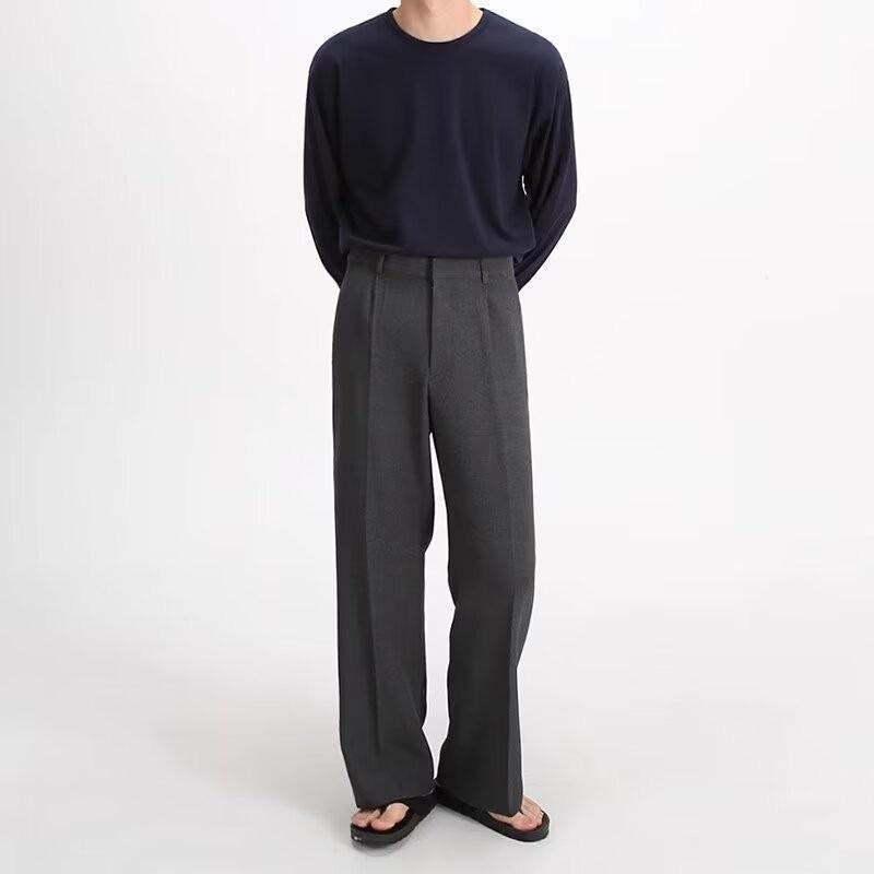 Men's Trendy Wide-Leg Trousers: Versatile Hong Kong Style Loose-Fit for Spring and Autumn.