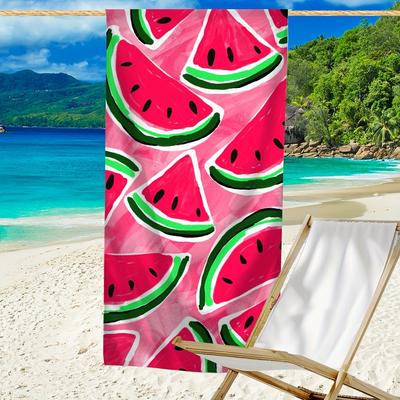 Vibrant Watermelon Pattern Beach Towel, Lightweight Quick-Drying Sandproof Microfiber for Travel Beach Fun